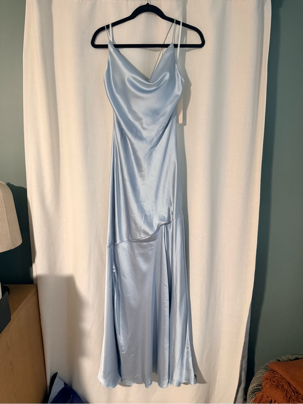 Revelry Kimora Satin Slip Maxi Dress - Sky Blue